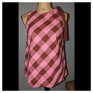 J.Crew Bow Shoulder Sleeveless Check Blouse Size 0